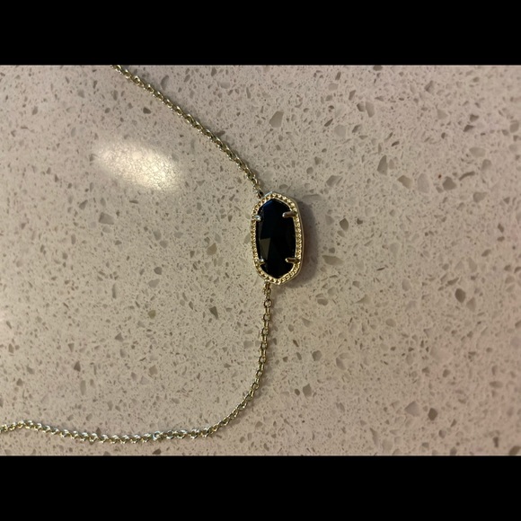 Elisa Gold Pendant Necklace In Black Opaque Glass - Picture 3 of 3